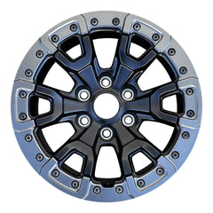 17-inch Ford Bronco OEM wheel ALY00467U45. Black rim front view.