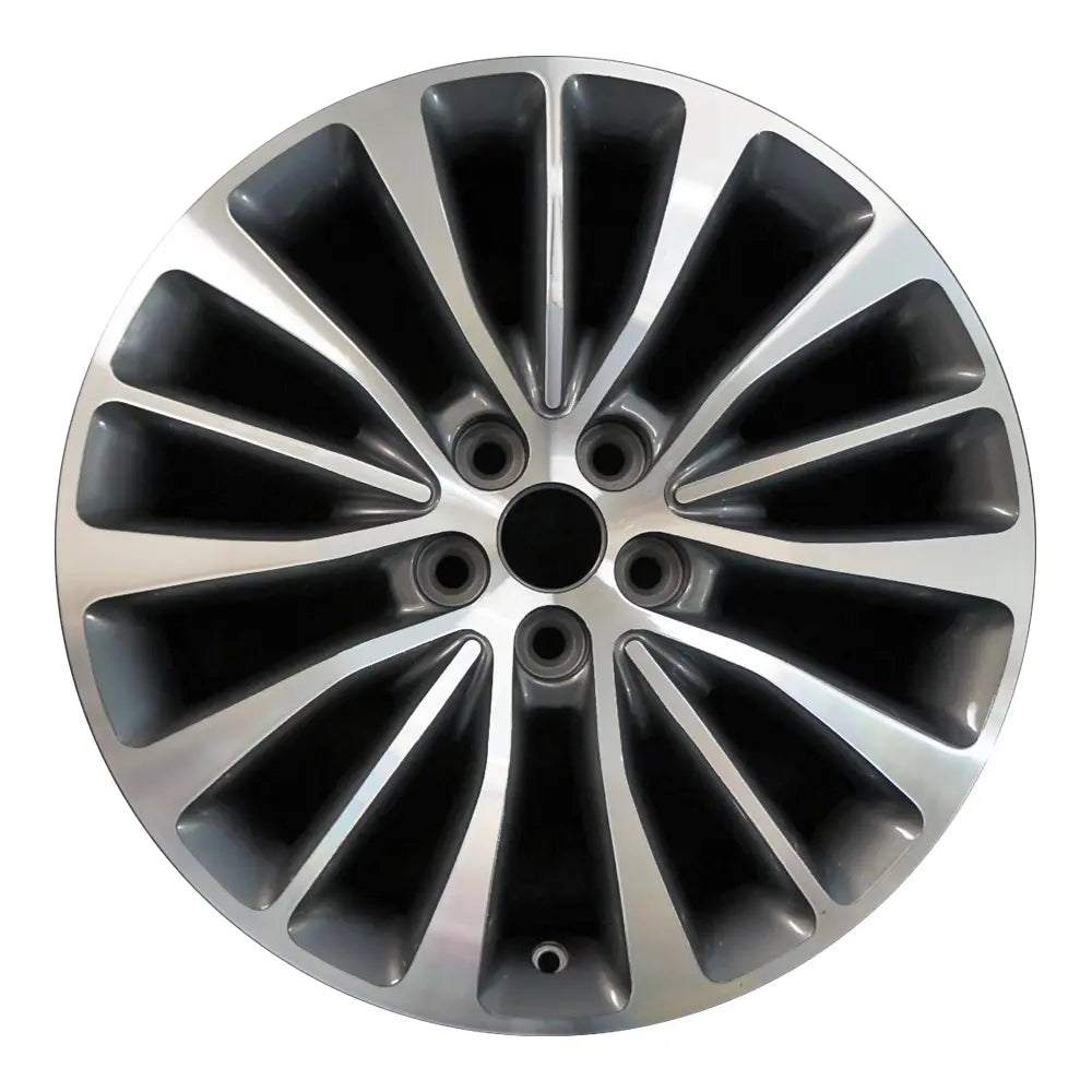 18x8 inch Lincoln MKX rim ALY10072. Machined charcoal rim offered at OEMwheels.forsale FA1Z1007B, FA1C1007B1A
