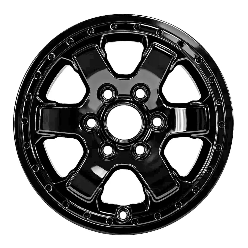 17-inch Ford Bronco OEM wheel ALY10386U45. Black rim front view.