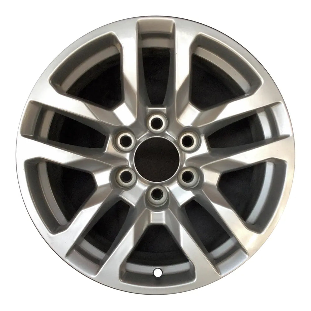 18-inch Chevy Silverado OEM wheel ALY05912U20. Silver rim front view.