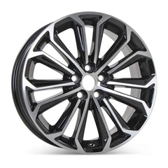Front view of a 17 Toyota Corolla wheel replacement 2014-2016 Machined Black replica rim ALY75152U45N 4261102F80