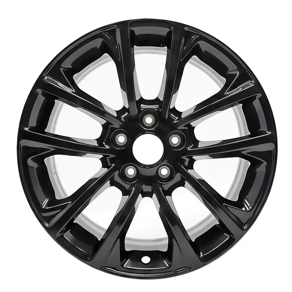 17-inch Jeep Cherokee OEM wheel ALY09201U45. Black rim front view.