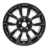 17-inch Jeep Cherokee OEM wheel ALY09201U45. Black rim front view.