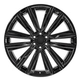 Front view of a 26x10 Gloss Black wheel replacement for Cadillac Escalade replica rim 9511082