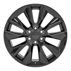 Front view of a 22x9 Black wheel replacement for Chevy Silverado replica rim 9511403