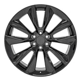 Front view of a 24x10 Black wheel replacement for Chevy Silverado replica rim 9511405