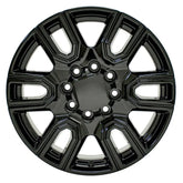 Front view of a 20x8.5 Black wheel replacement for Chevy Truck replica rim 9510937