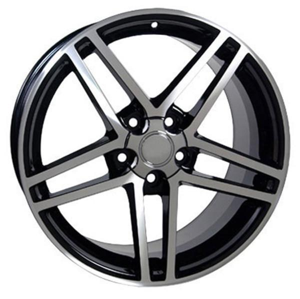 18" Black Machined wheel replacement for Chevy Corvette 1988-2004. Replica Rim 5910241