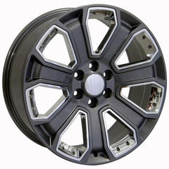 20" Gunmetal Chrome Inserts wheel replacement for Chevy C2500 1988-2000. Replica Rim 9489924