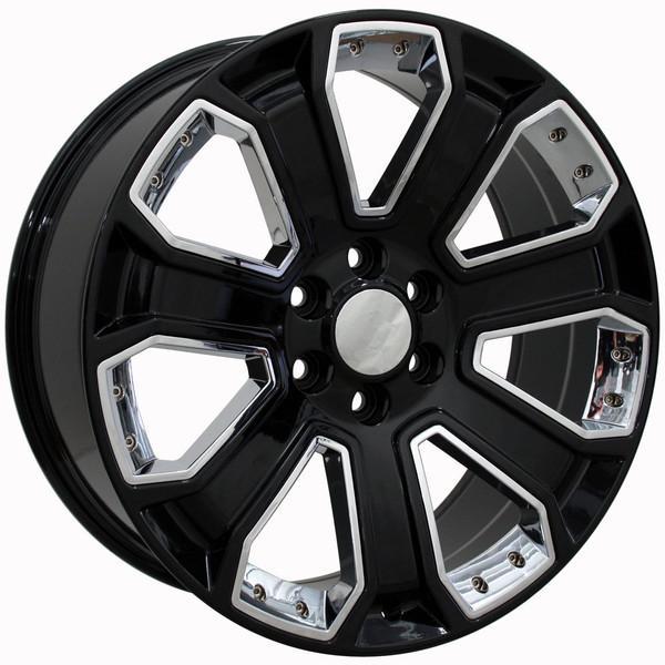 22" Black Chrome Inserts wheel replacement for Chevy C2500 1988-2000. Replica Rim 9489927