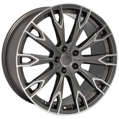 Angle view of a 20x9 Machined Gunmetal wheel replacement for Audi A4 replica rim 9508339