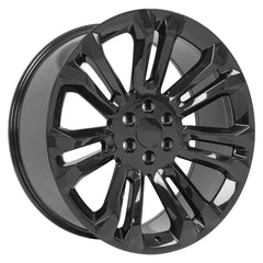 Angle view of a 24x10 Black wheel replacement for Chevy Silverado replica rim 9510980