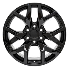 Front view of a 20x9 Black wheel replacement for Chevy Suburban replica rim 9511037
