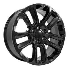 Angle view of a 22x9 Satin Black wheel replacement for Chevy Suburban replica rim 9510996