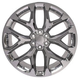 Front view of a 24x10 Chrome wheel replacement for Chevy Silverado replica rim 9510968