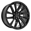 Angle view of a 24x10 replacement Black wheel for Chevy Trucks replica rim 9511089