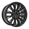 Angle view of a 20x9 Satin Black wheel replacement for Chevy Truck replica rim 9511016