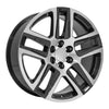 Angle view of a 20x9 Machined Gunmetal wheel replacement for GM Truck replica rim 9511034