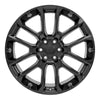 Front view of a 24x10 Black wheel replacement for Chevy Truck replica rim 9510993