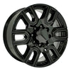 Angle view of a 20x8.5 Black wheel replacement for Chevy Truck replica rim 9510937