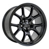 Angle view of a 20x10 Black wheel replacement for Chrysler 300 replica rim 9511068