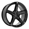 Angle view of a 22x9.5 Gloss Black wheel replacement for Ram 1500 replica rim 9511012