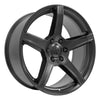 Angle view of a 22x9.5 Satin Black wheel replacement for Ram 1500 replica rim 9511013