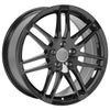 Angle view of a 18x8 Black wheel replacement for Audi A3 replica rim 9451941