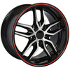 18" Black Machined Red wheel replacement for Chevy Camaro  1993-2002. Replica Rim 9506932