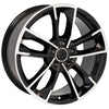 Angle view of a 18x8 Machined Black wheel replacement for Audi A3 replica rim 9508336