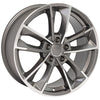 Angle view of a 18x8 Machined Gunmetal wheel replacement for Audi Series replica rim 9508337