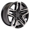 Angle view of a 18x8.5 Machined Black wheel replacement for Chevy Silverado replica rim 9510944