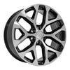 Angle view of a 22x9 Machined Black wheel replacement for Chevy Silverado replica rim 9510964