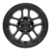 Front view of a 17x8 Black wheel replacement for Jeep Wrangler replica rim 9511041
