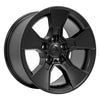 Angle view of a 17x8.5 Black wheel replacement for Jeep Wrangler replica rim 9511043