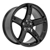 Angle view of a 20x9.5 Black wheel replacement for Dodge Challenger replica rim 9511006