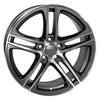 Front view of a 17x7.5 Machined Gunmetal wheel replacement for Audi Volkswagen replica rim 5910059