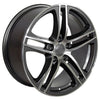 Angle view of a 17x7.5 Machined Gunmetal wheel replacement for Audi Volkswagen replica rim 5910059