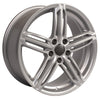 Angle view of a 18x8 Silver wheel replacement for Audi Volkswagen replica rim 7154604