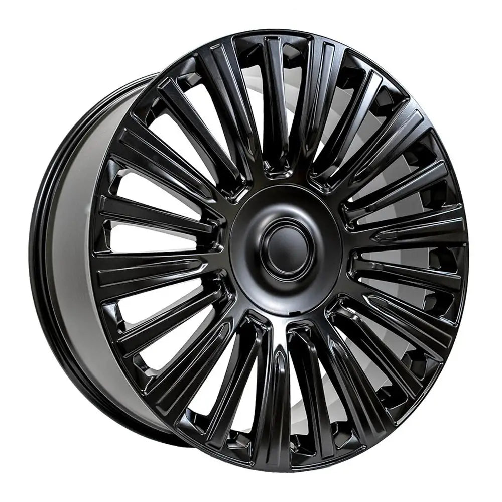 Angle view of a 24x10 Black wheel replacement for Cadillac Escalade replica rim 9511005