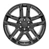Front view of a 22x9 Black wheel replacement for GMC Sierra 1500 replica rim 9511035