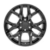Front view of a 22x9 Black wheel replacement for GMC Sierra 1500 replica rim 9511039