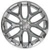 Front view of a 26x10 Chrome wheel replacement for Chevy Trucks replica rim 9511056