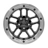 Front view of a 17x8 Machined Black wheel replacement for Jeep Wrangler replica rim 9511042