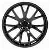 Front view of a 22x9 Black wheel replacement for Chrysler 300 replica rim 9511052