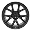Front view of a 20x11 Black wheel replacement for Dodge Charger replica rim 9511071